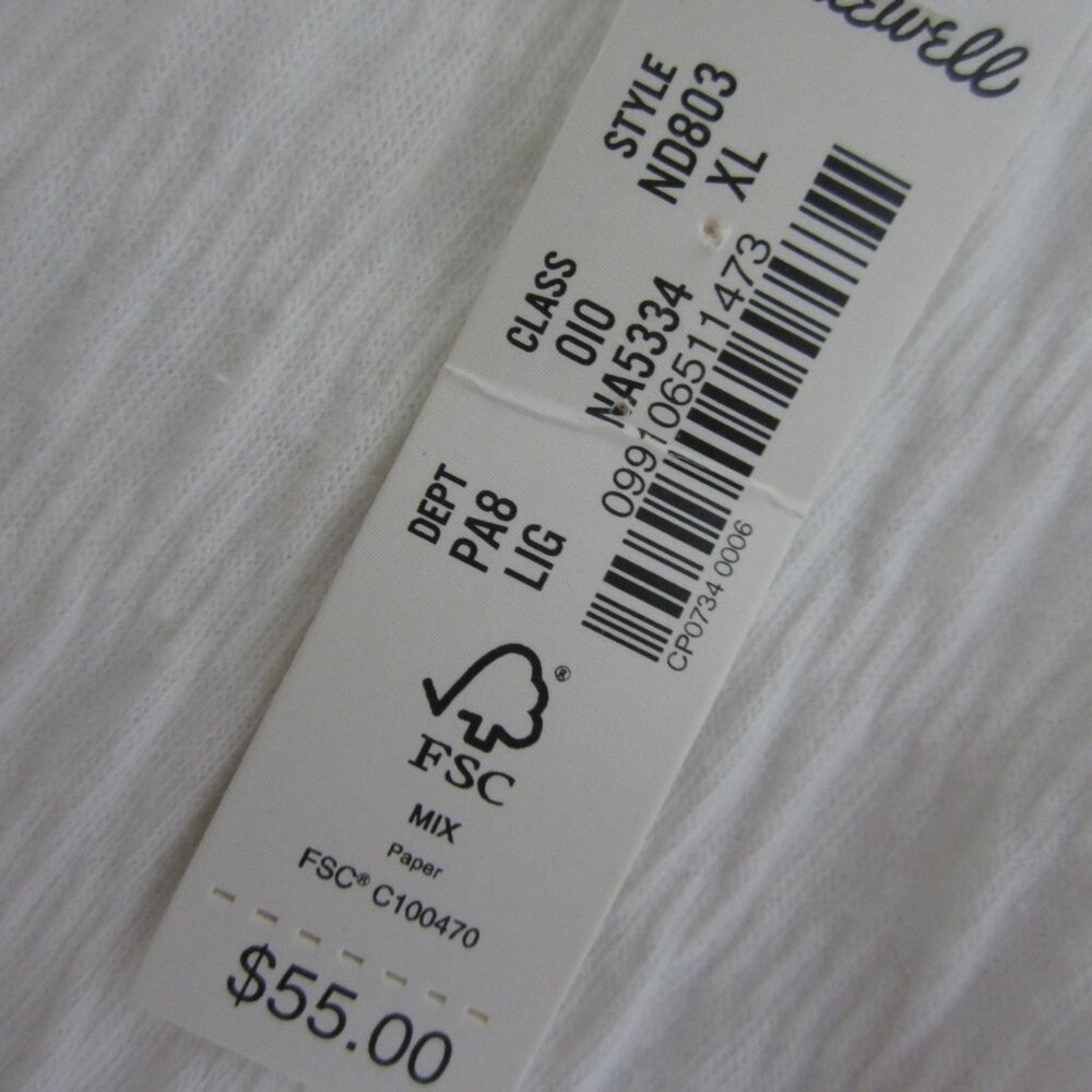 New Madewell Womens XL Ivory Top Cotton Crinkle Knit Button Front Blouse ND803 - Picture 2 of 10